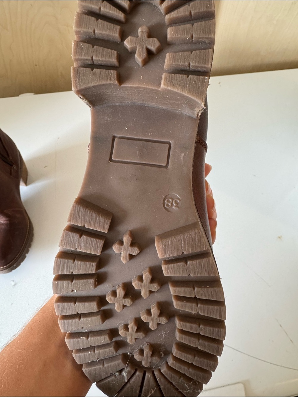 Women’s Brown Leather Ankle Booties with Block Heel - Picture 2 of 2